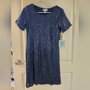 NWT CeCe Navy Sequin Dress Size Small